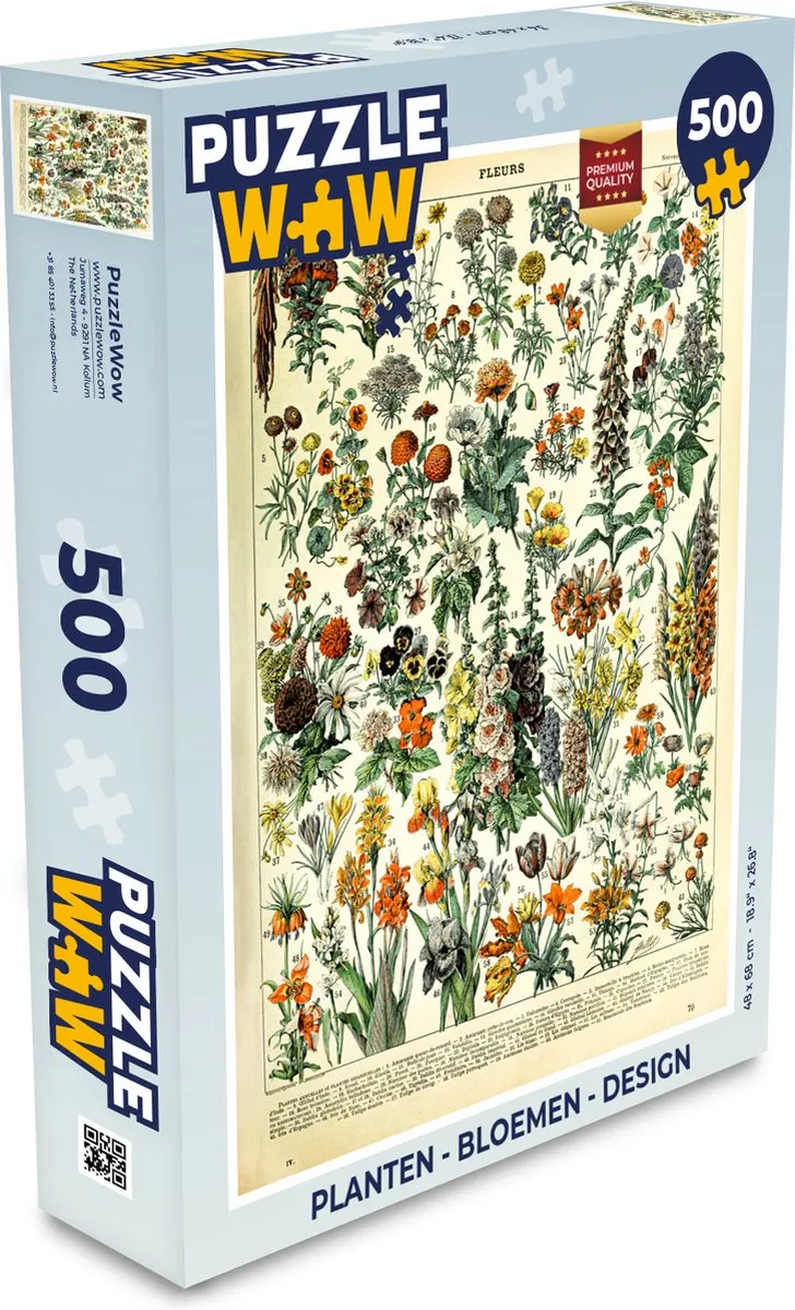 PuzzleWow Adolphe Millot Vintage Bloemen Legpuzzel 500 Stuks
