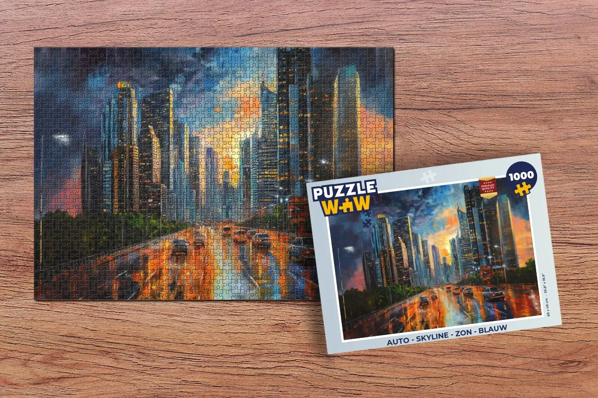 PuzzleWow Skyline Legpuzzel 1000 Stuks - Blauw