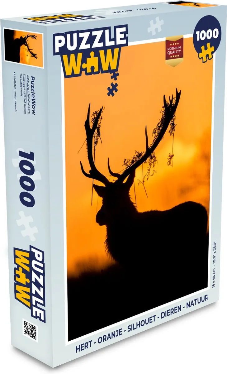 PuzzleWow Hert Silhouet Legpuzzel 1000 Stuks - Multicolor