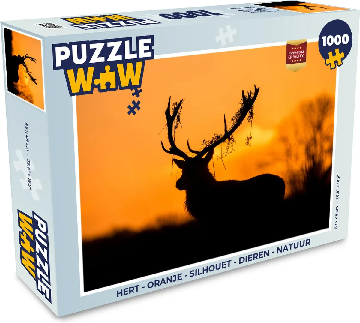 PuzzleWow Hert Silhouet Legpuzzel 1000 Stuks - Multicolor