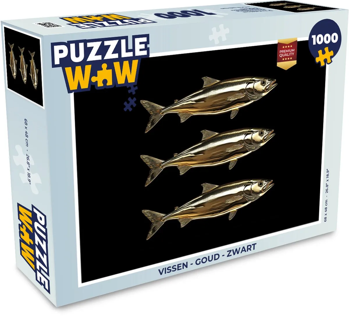 PuzzleWow Vissen Puzzel 1000 Stuks - Goud/Zwart
