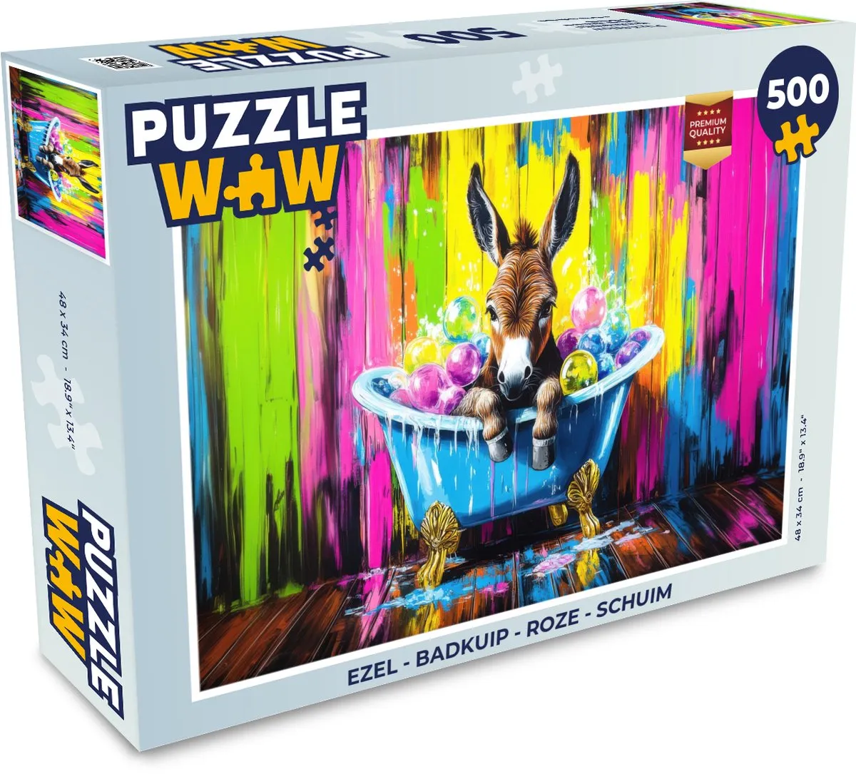 PuzzleWow Puzzel Ezel Badkuip Legpuzzel 500 Stuks