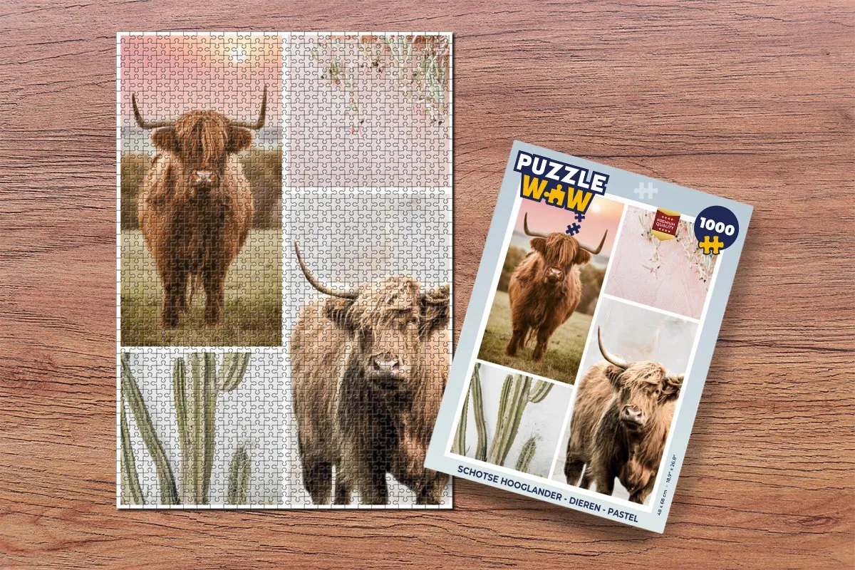 PuzzleWow Schotse Hooglander Legpuzzel 1000 Stuks - Multicolor