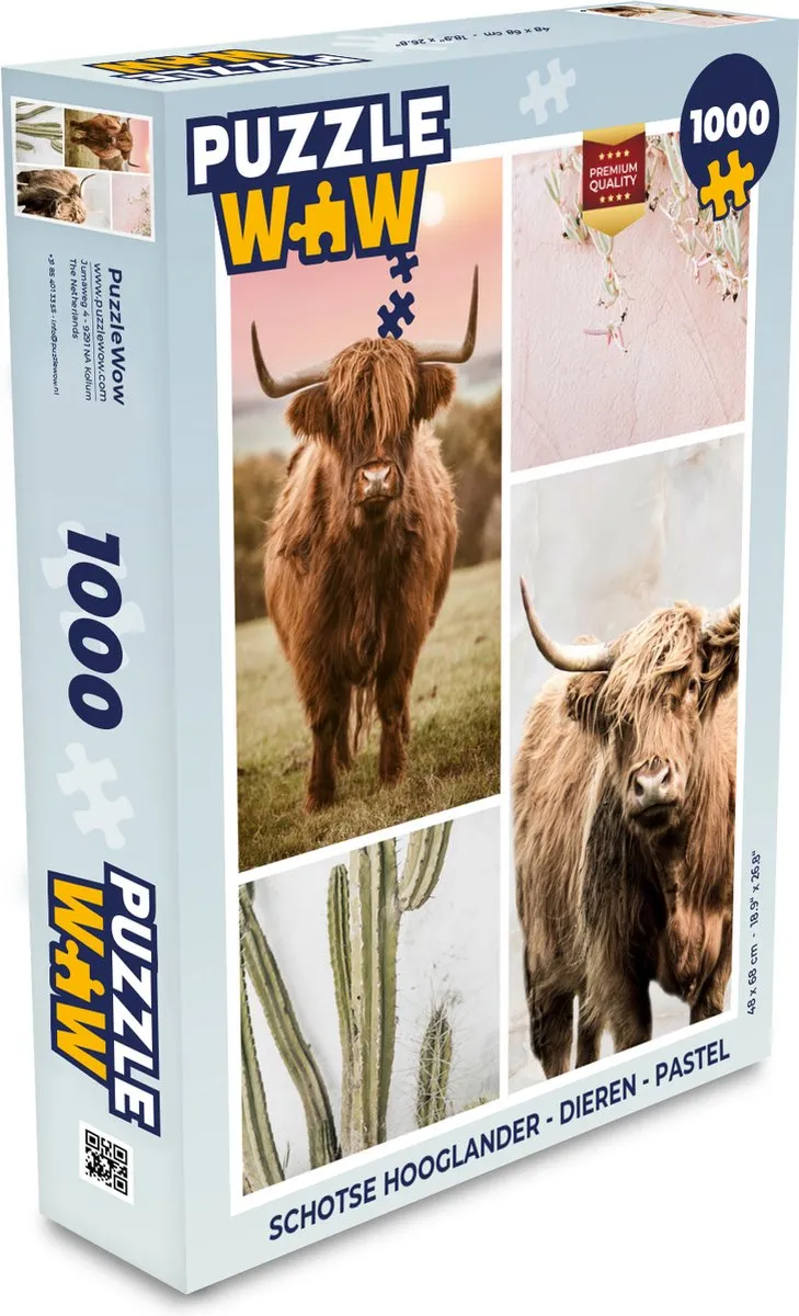 PuzzleWow Schotse Hooglander Legpuzzel 1000 Stuks - Multicolor