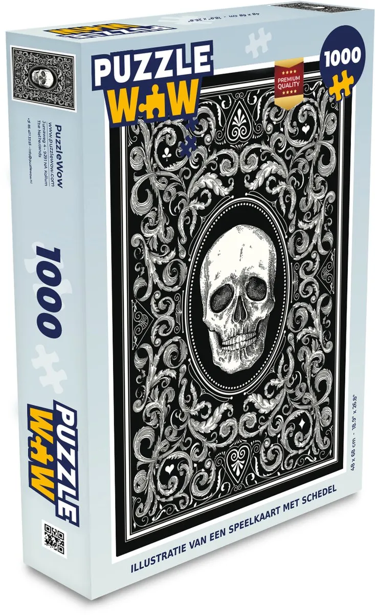 PuzzleWow Legpuzzel Speelkaart met Schedel 1000 Stuks