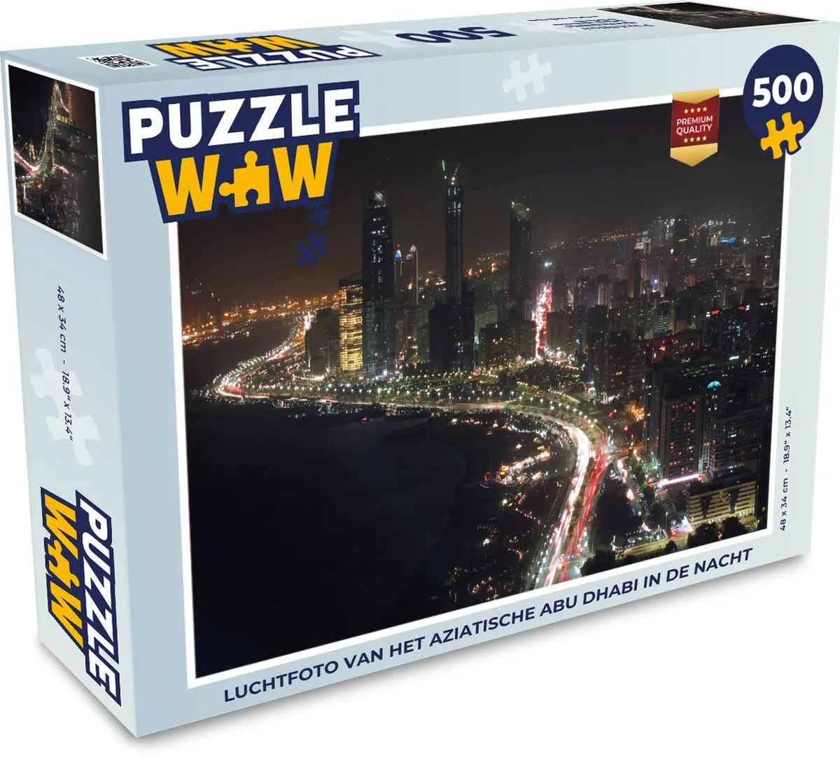 PuzzleWow Abu Dhabi Nacht Luchtfoto Legpuzzel 500 Stuks - Multicolor