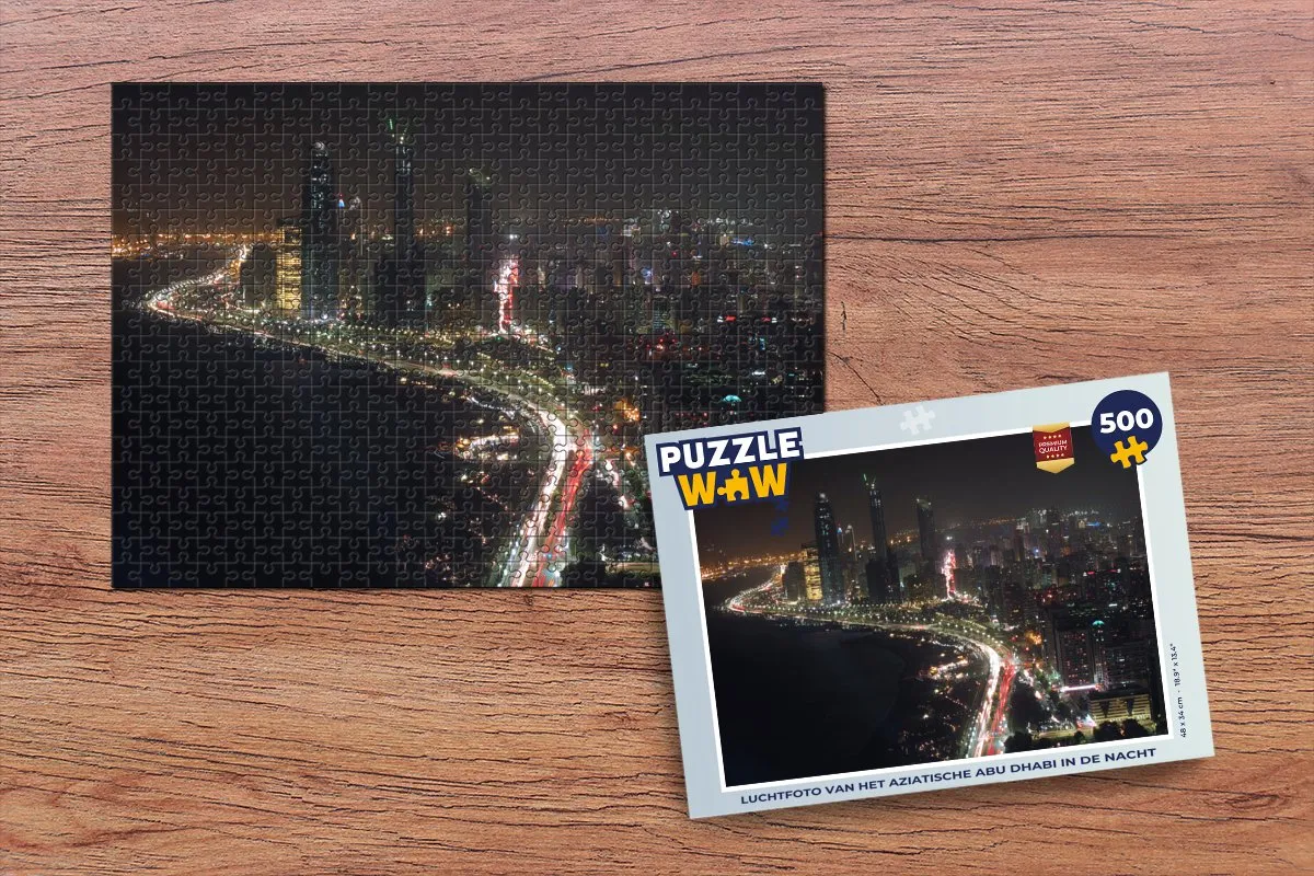 PuzzleWow Abu Dhabi Nacht Luchtfoto Legpuzzel 500 Stuks