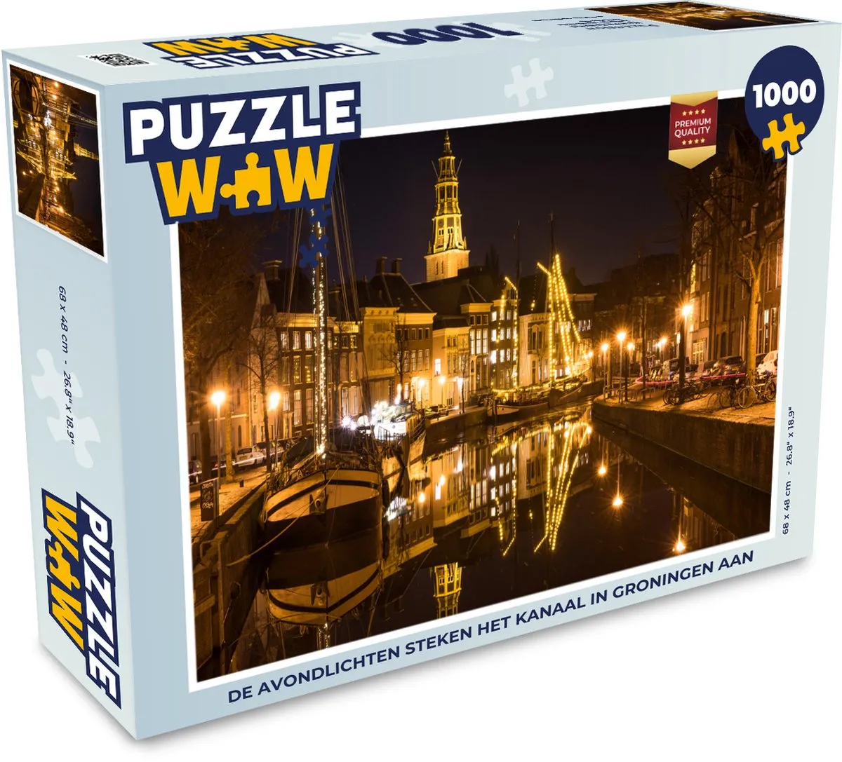 PuzzleWow Groningen Nacht Lichten Legpuzzel 1000 Stuks
