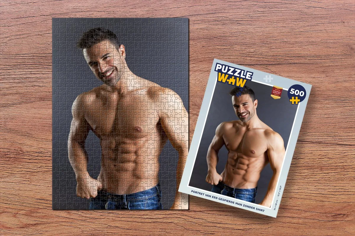 PuzzleWow Legpuzzel Portret Gespierde Man 500 Stuks - Multicolor