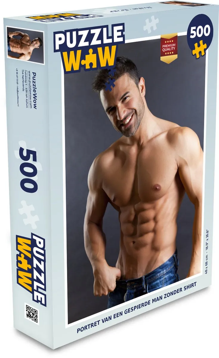 PuzzleWow Legpuzzel Portret Gespierde Man 500 Stuks