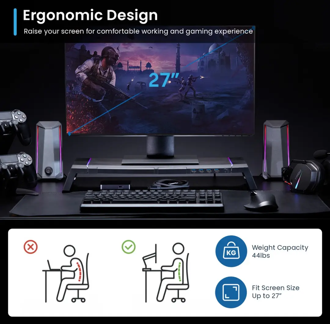 Ewent EW1268 USB 3.0 Monitorhouder - Zwart