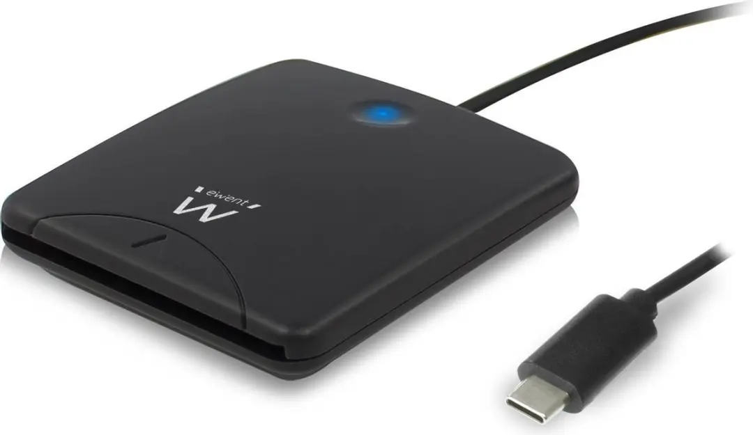 Ewent EW1055 USB-C Smartcard Reader - Zwart