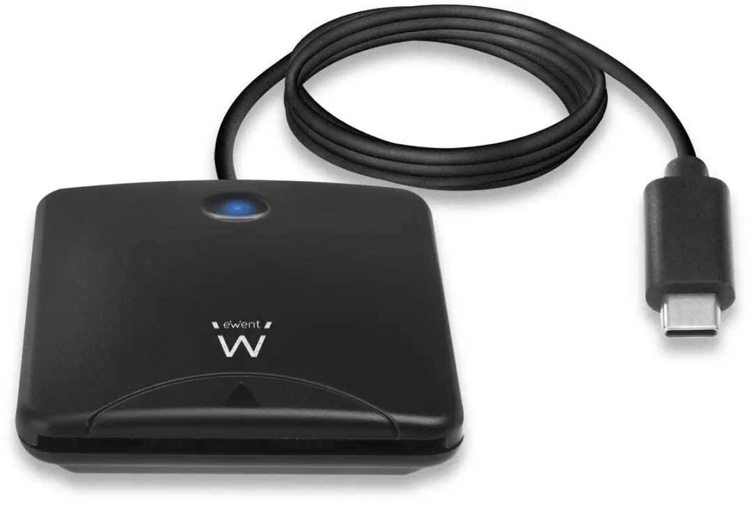 Ewent EW1055 USB-C Smartcard Reader - Zwart