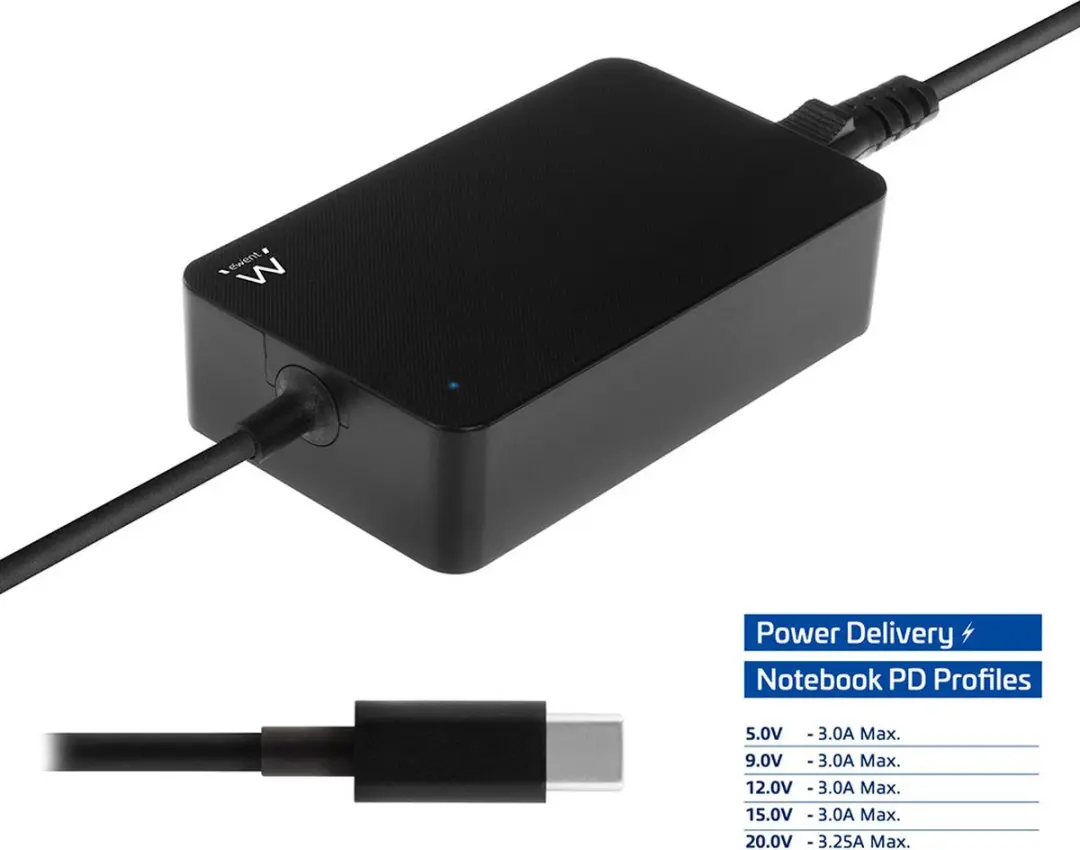 Ewent EW3980 USB-C Oplader 65W - Zwart
