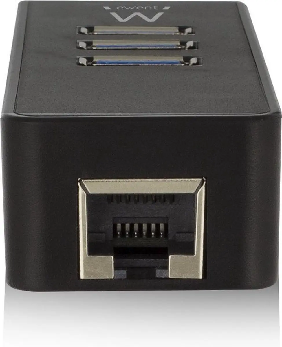 Ewent EW1140 USB-C Hub 3x USB-A Gigabit Ethernet - Zwart