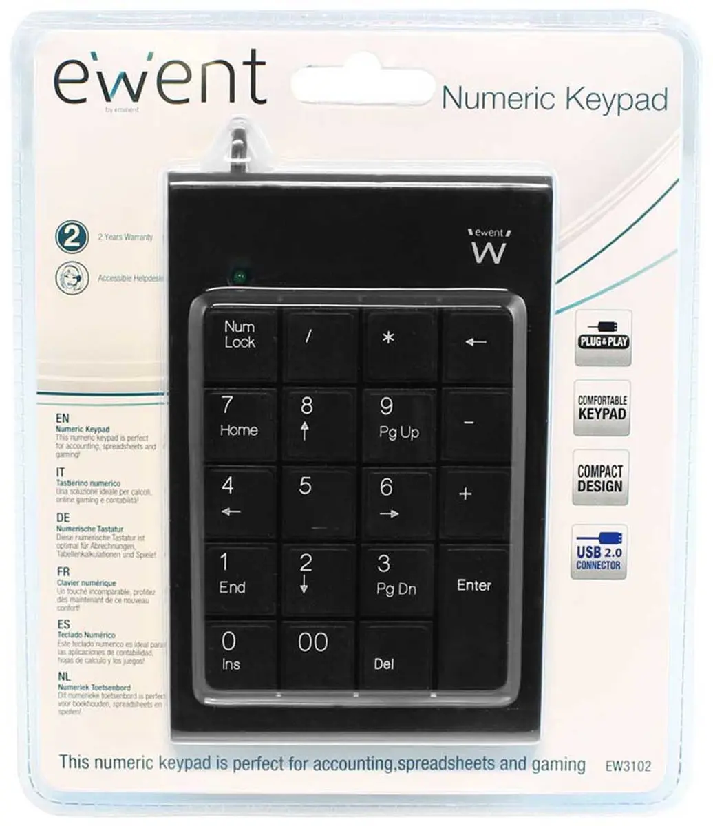 Ewent EW3102 Numeriek Toetsenbord - USB - Zwart