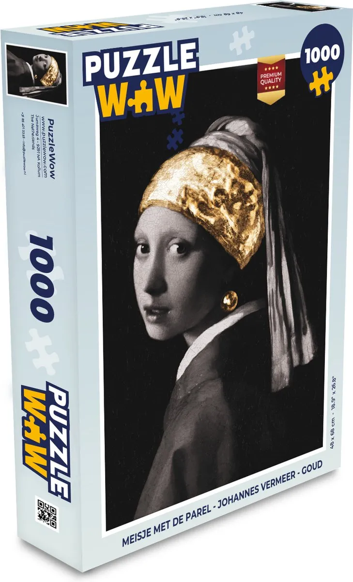 PuzzleWow Meisje met de parel Legpuzzel 1000 Stuks - Multicolor