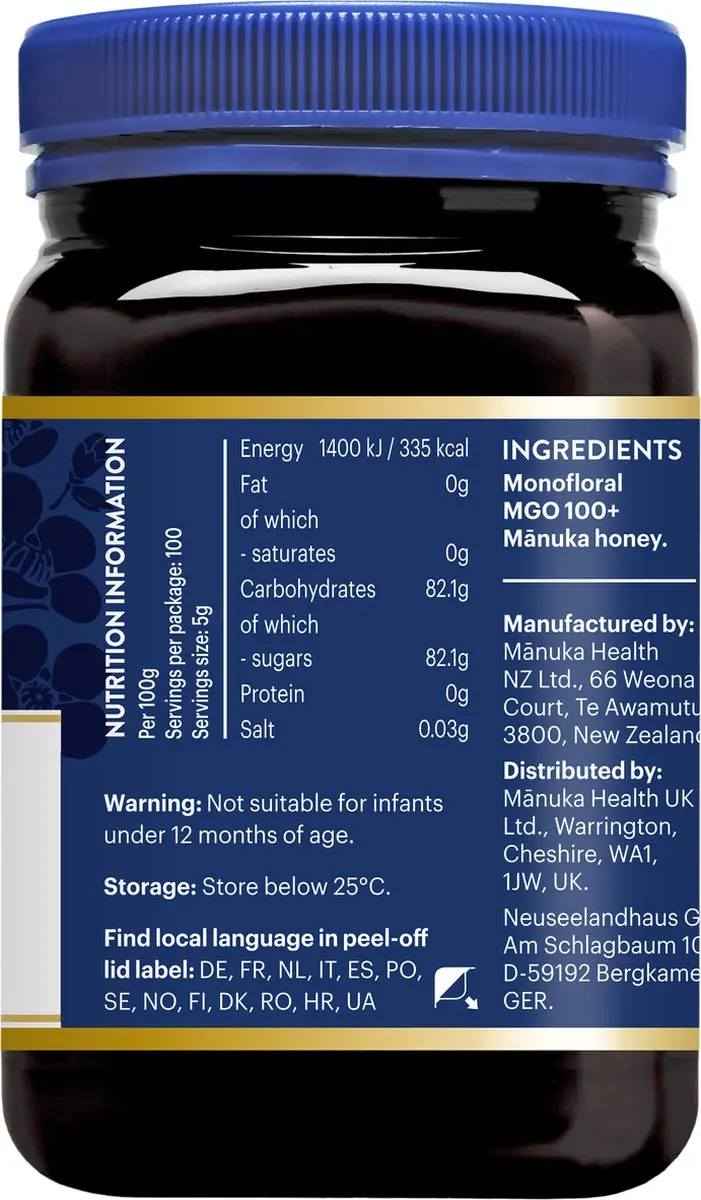 Manuka Health Manuka Honing MGO 100+ 500g - afbeelding 4 van 5