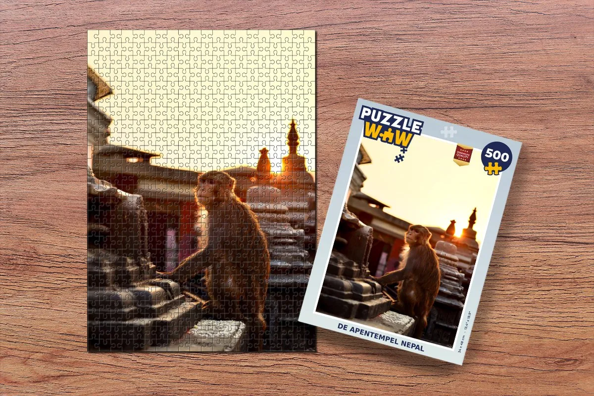 PuzzleWow De Apentempel Nepal Legpuzzel 500 Stuks - Multicolor