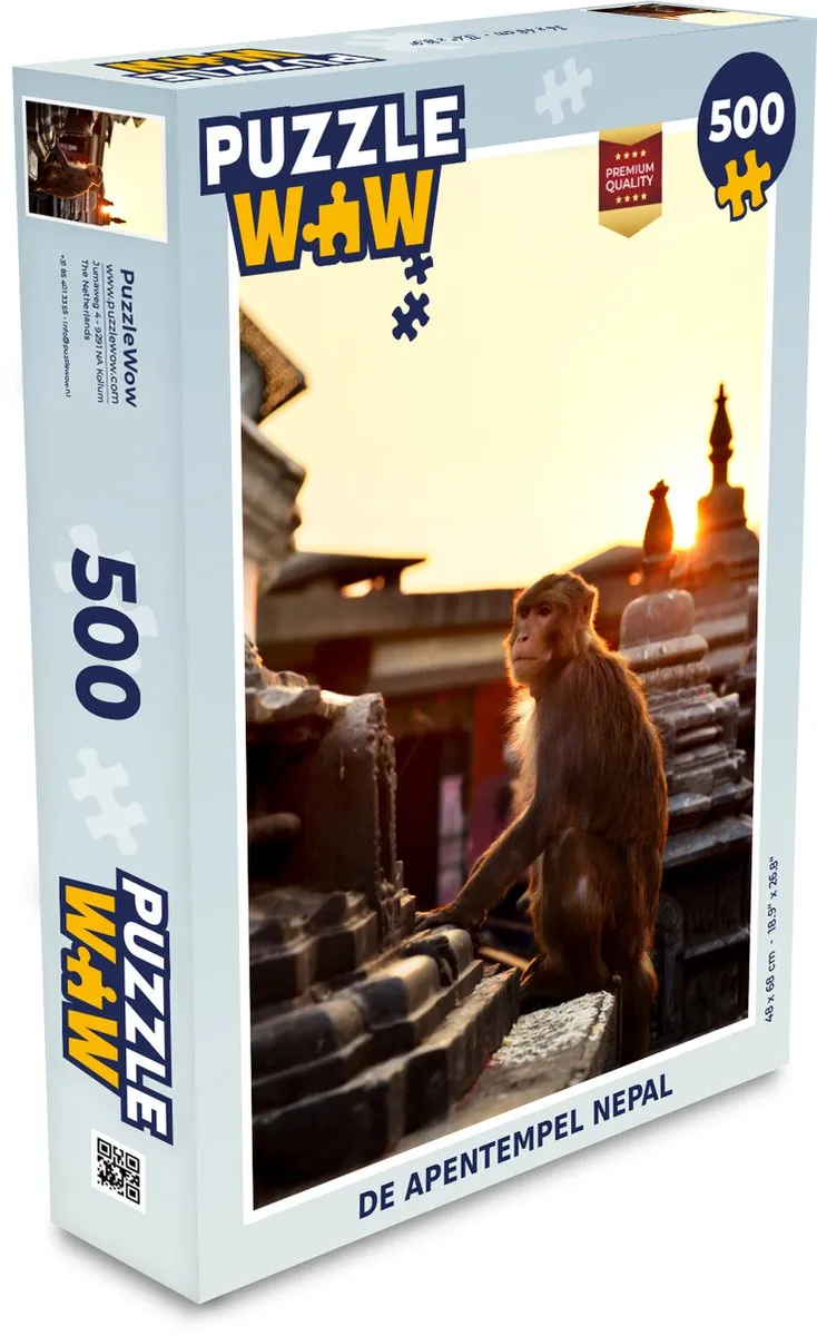 PuzzleWow De Apentempel Nepal Legpuzzel 500 Stuks