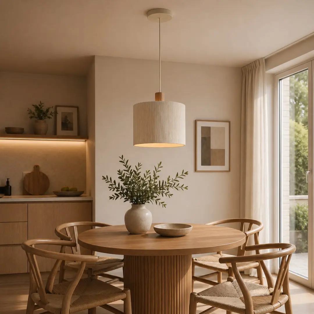 Brilliant Arlo Hanglamp E27 - Ø35cm - Beige/Hout