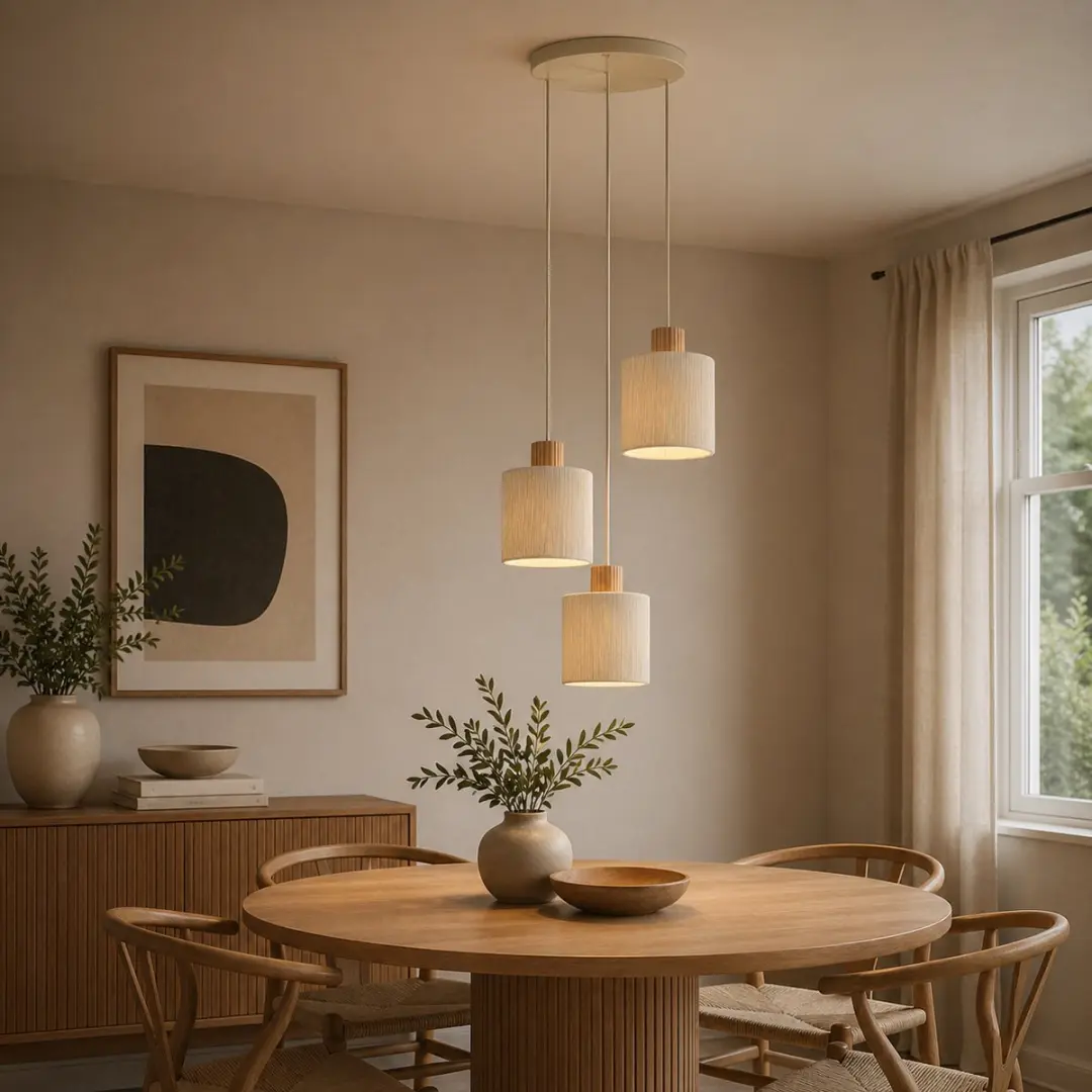 Brilliant Arlo Hanglamp 3-lichts E27 - Beige/Hout