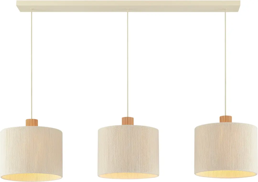 Brilliant Arlo Hanglamp 3-lichts E27 - Beige/Hout