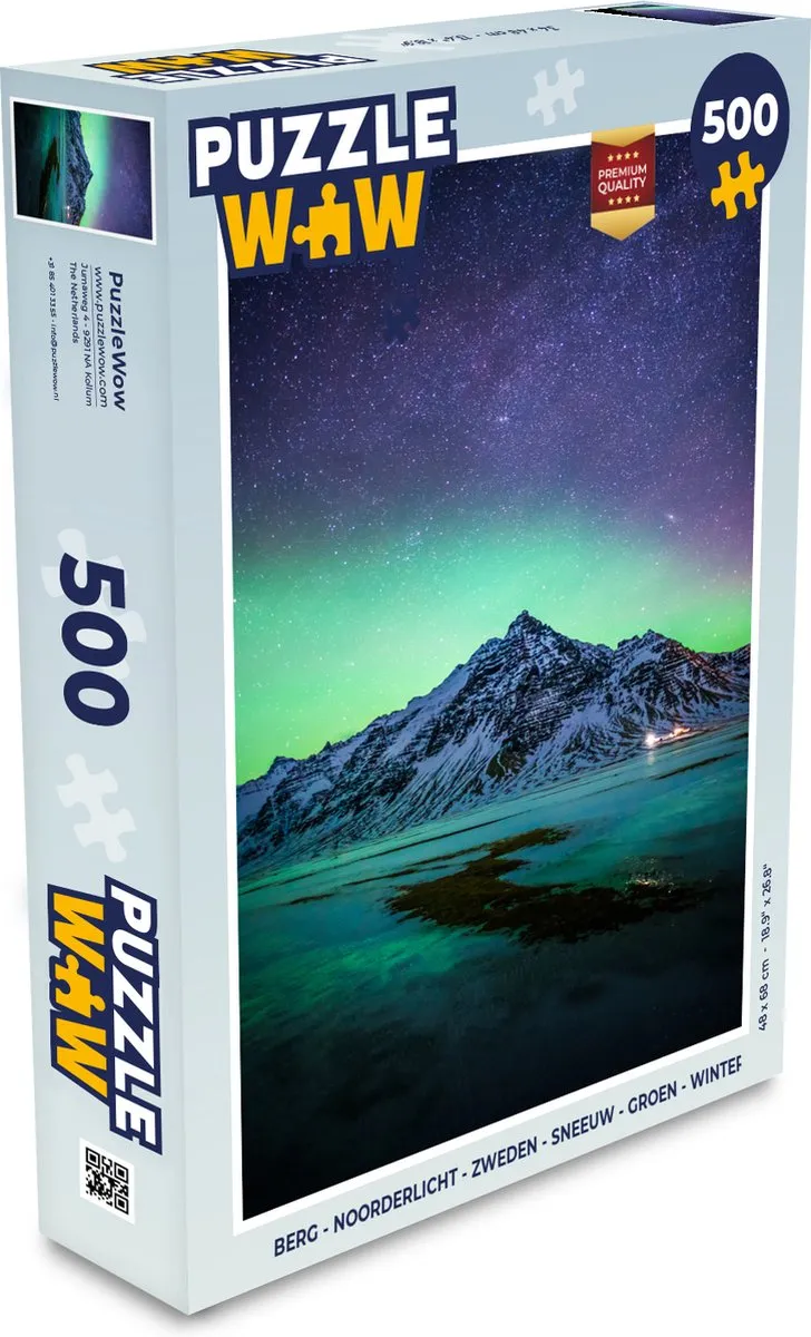 PuzzleWow Puzzel Berg Noorderlicht - 500 Stuks - Multicolor