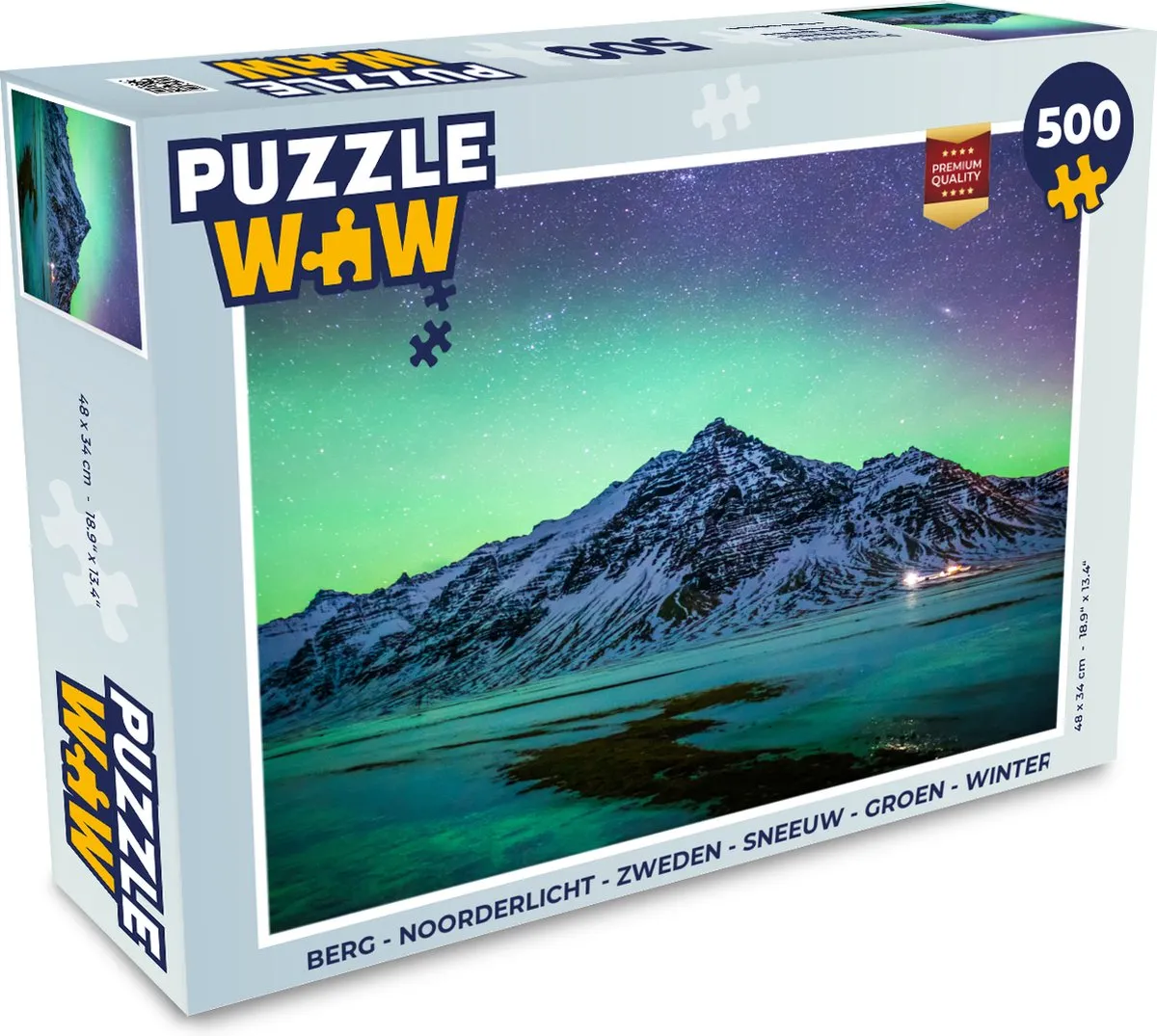 PuzzleWow Puzzel Berg Noorderlicht - 500 Stuks - Multicolor