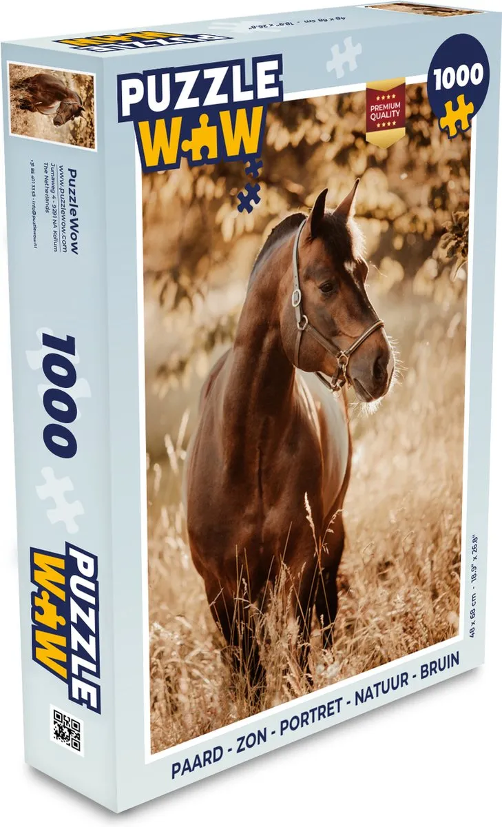PuzzleWow Paard Portret Natuur Legpuzzel 1000 Stuks - Multicolor