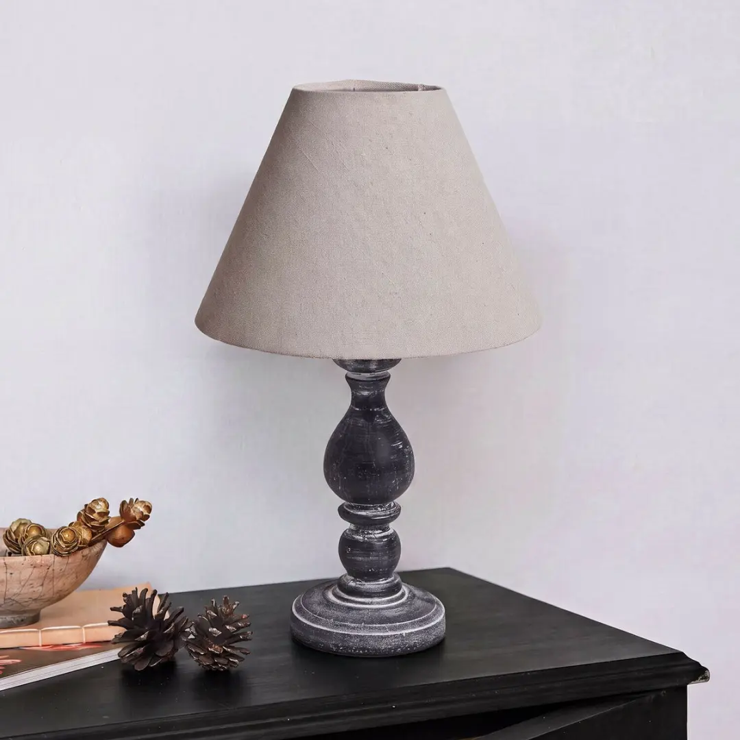 Loberon Ouvraine Tafellamp - 25W - Ø26cm - Grijs/Beige - afbeelding 5 van 6