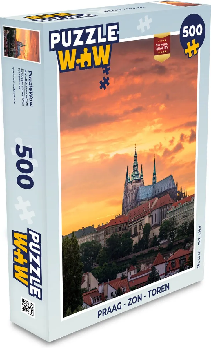 PuzzleWow Praag Zon Toren Legpuzzel 500 Stuks