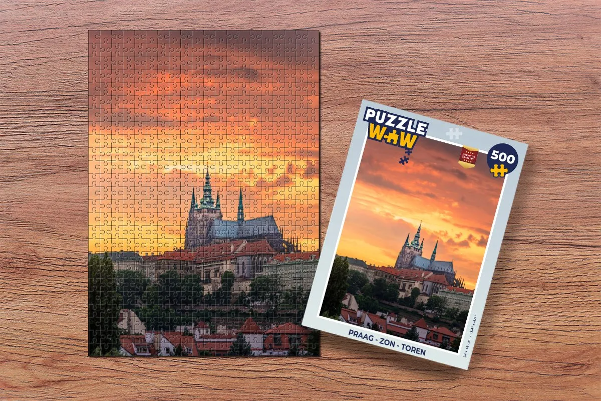 PuzzleWow Praag Zon Toren Legpuzzel 500 Stuks - Multicolor