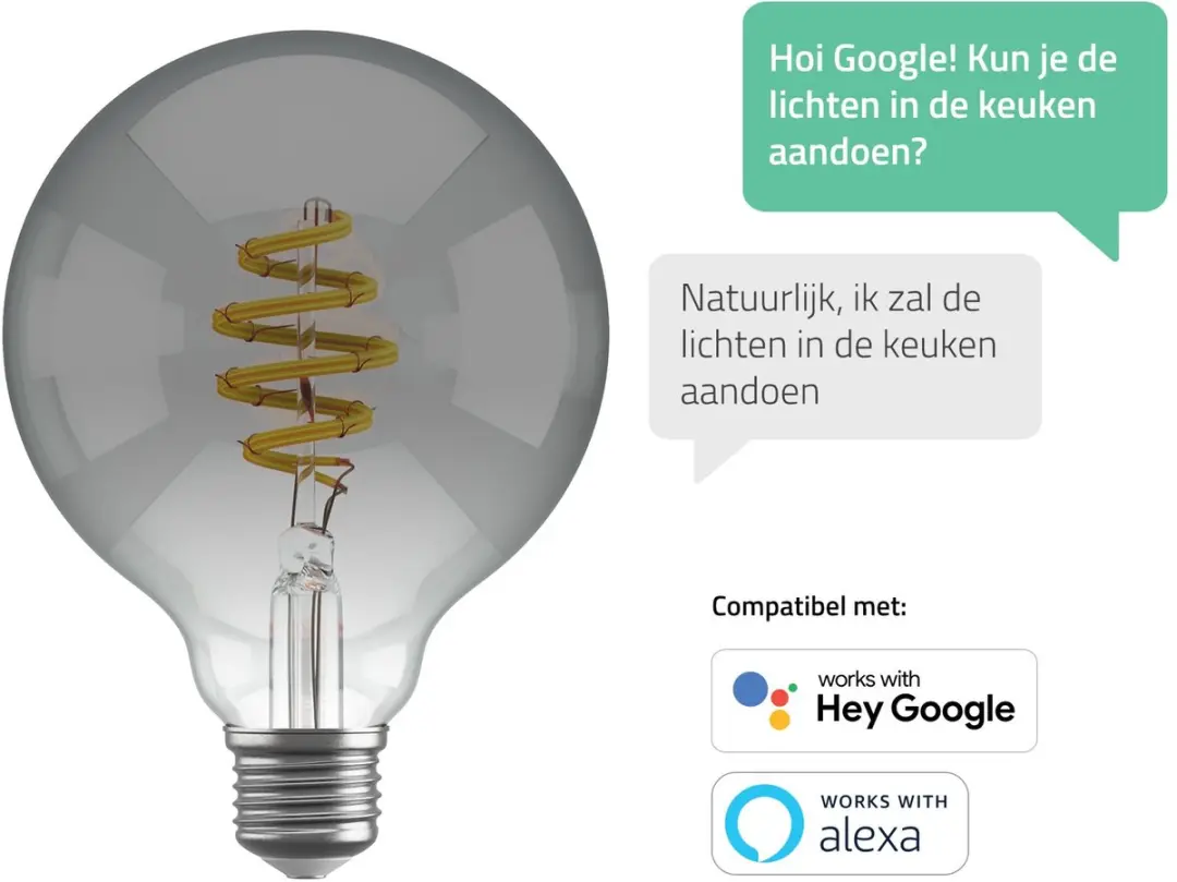 Hombli Smart Filament Bulb E27 G95 - Rookglas 2700K