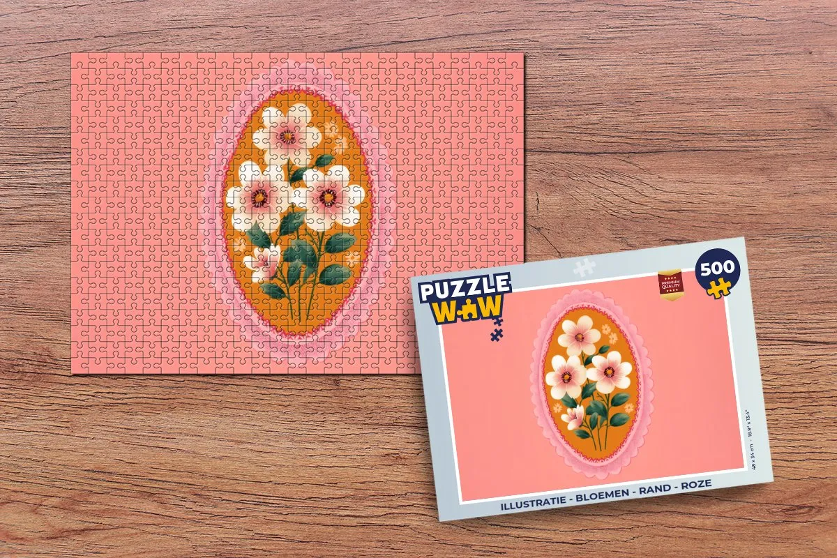 PuzzleWow Bloemen Legpuzzel 500 Stuks - Roze Rand