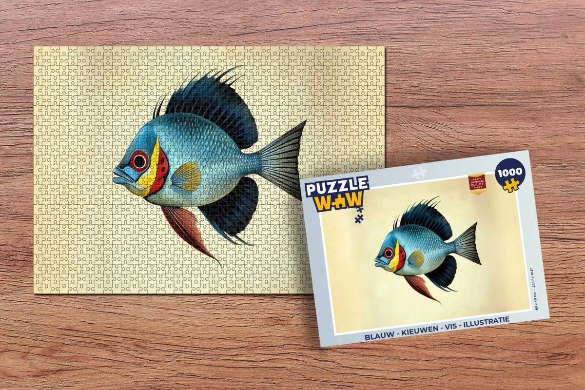 PuzzleWow Vis Legpuzzel 1000 Stuks - Blauw
