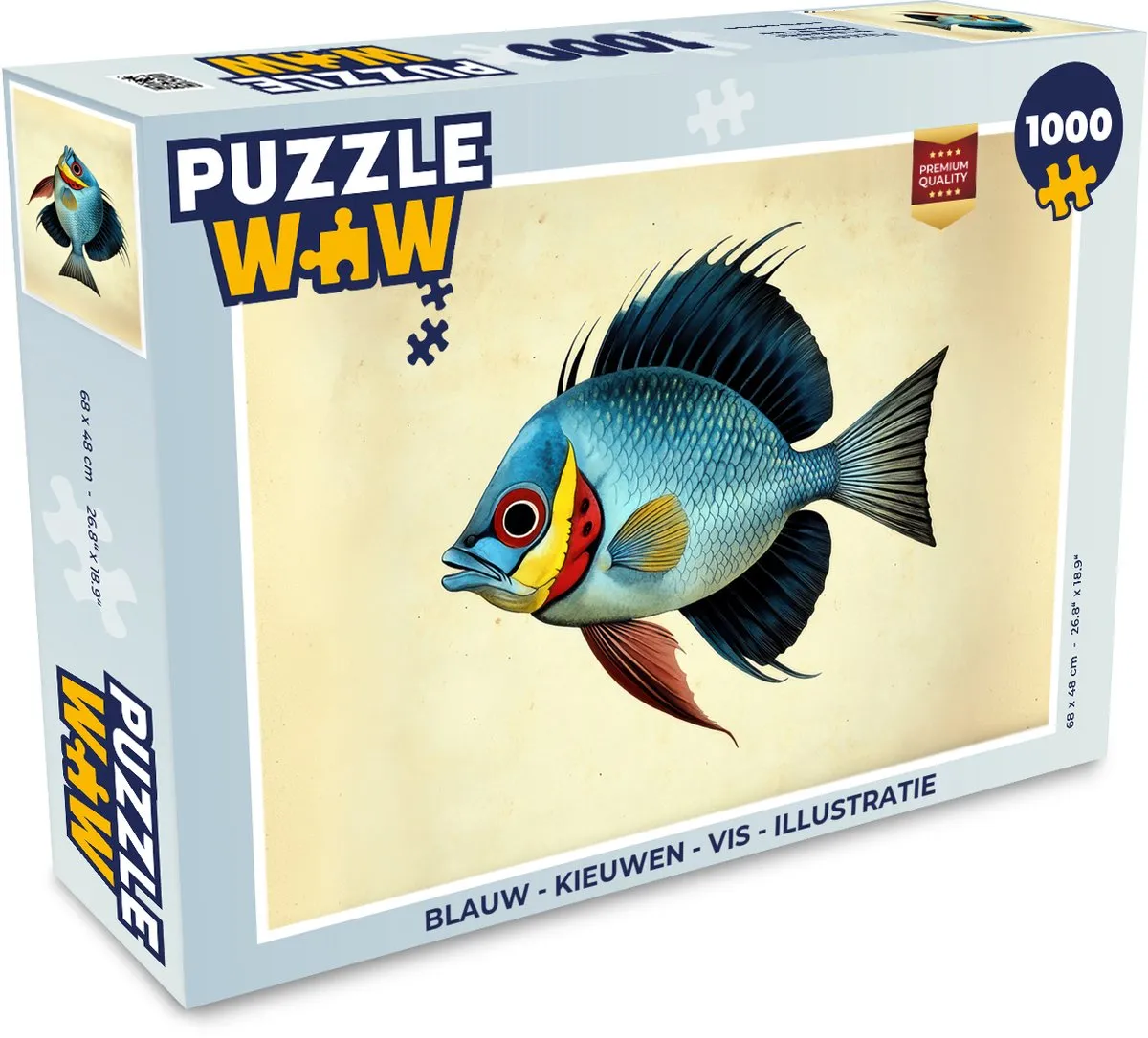 PuzzleWow Vis Legpuzzel 1000 Stuks - Blauw