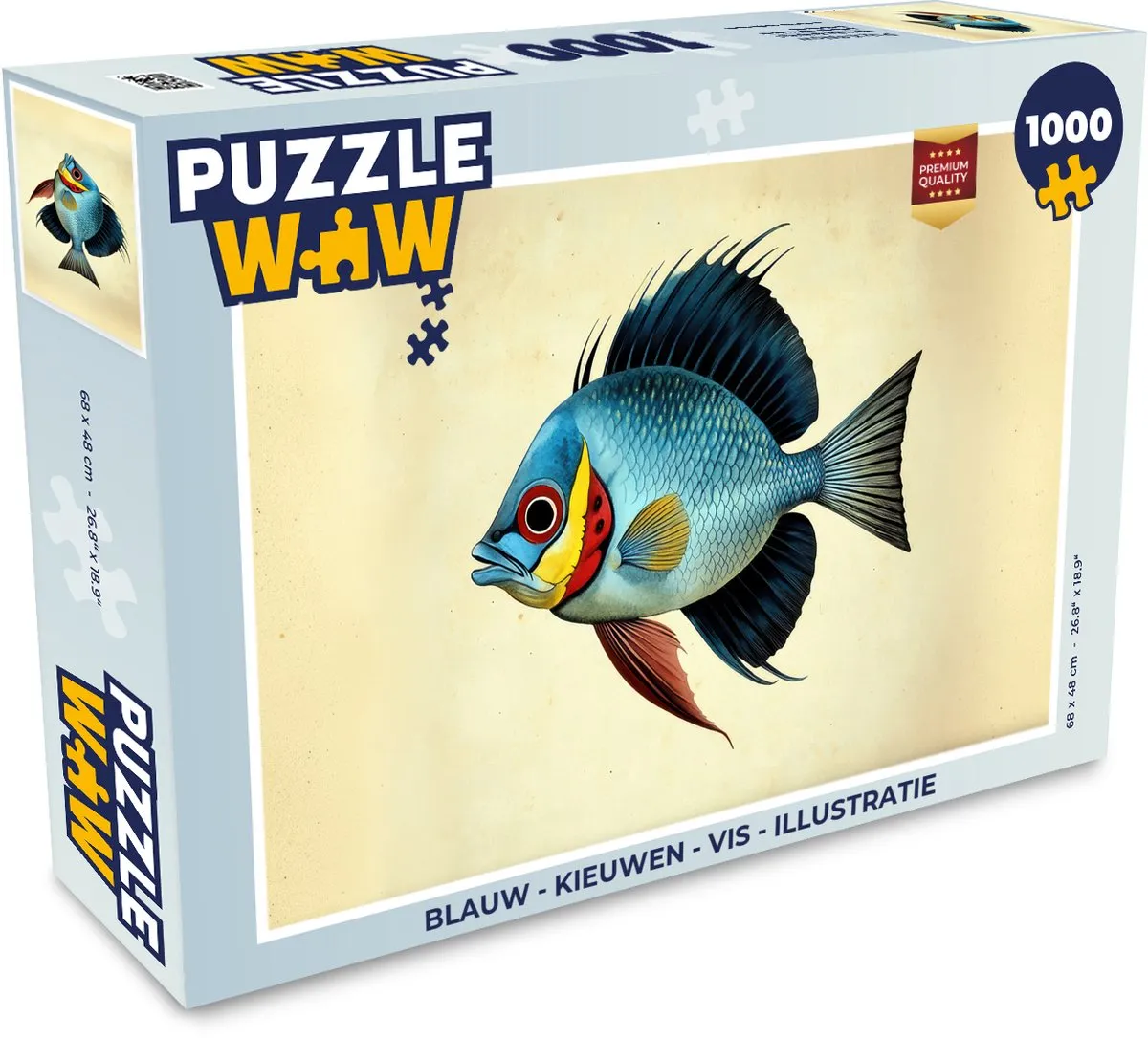 PuzzleWow Vis Legpuzzel 1000 Stuks - Blauw