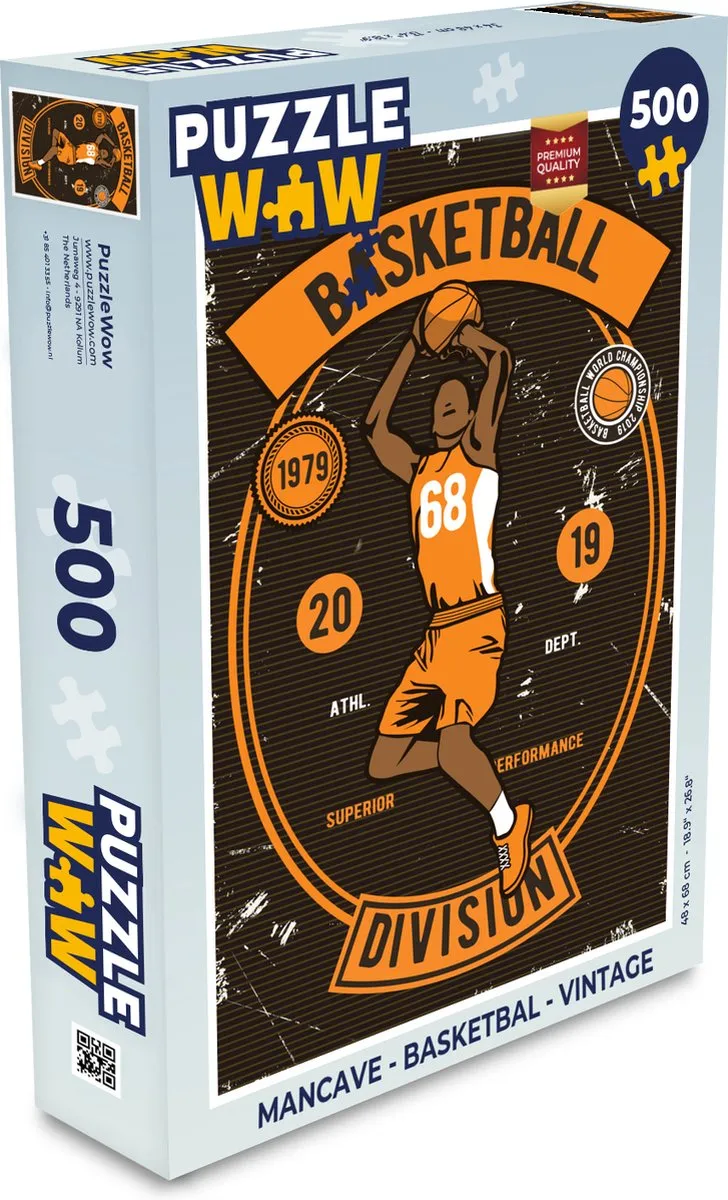 PuzzleWow Mancave Basketbal Legpuzzel 500 Stuks