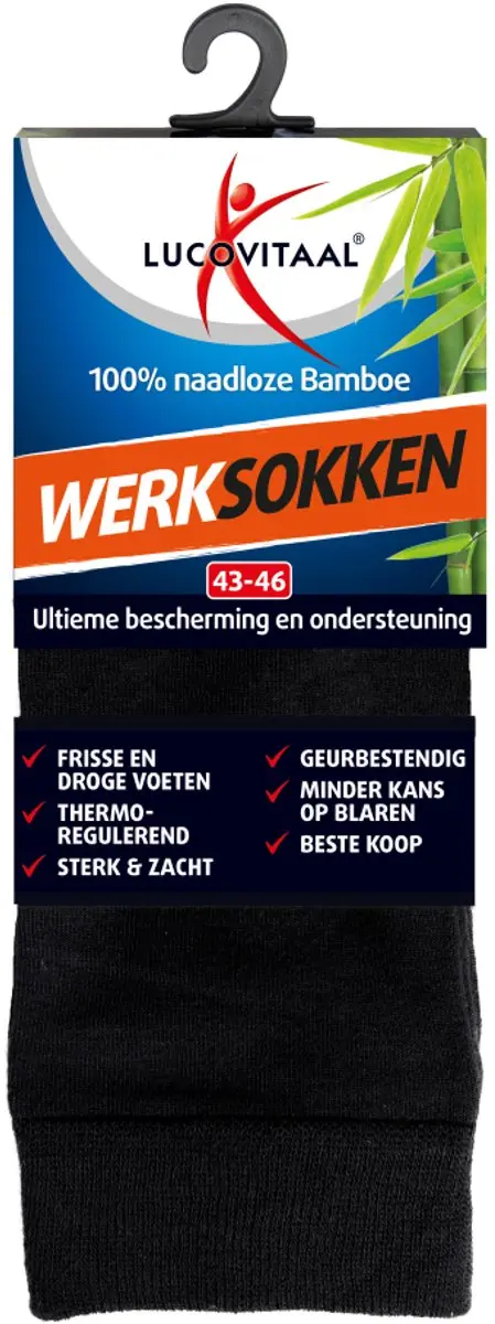Lucovitaal Bamboe Wandel Sokken 43-46 - Zwart