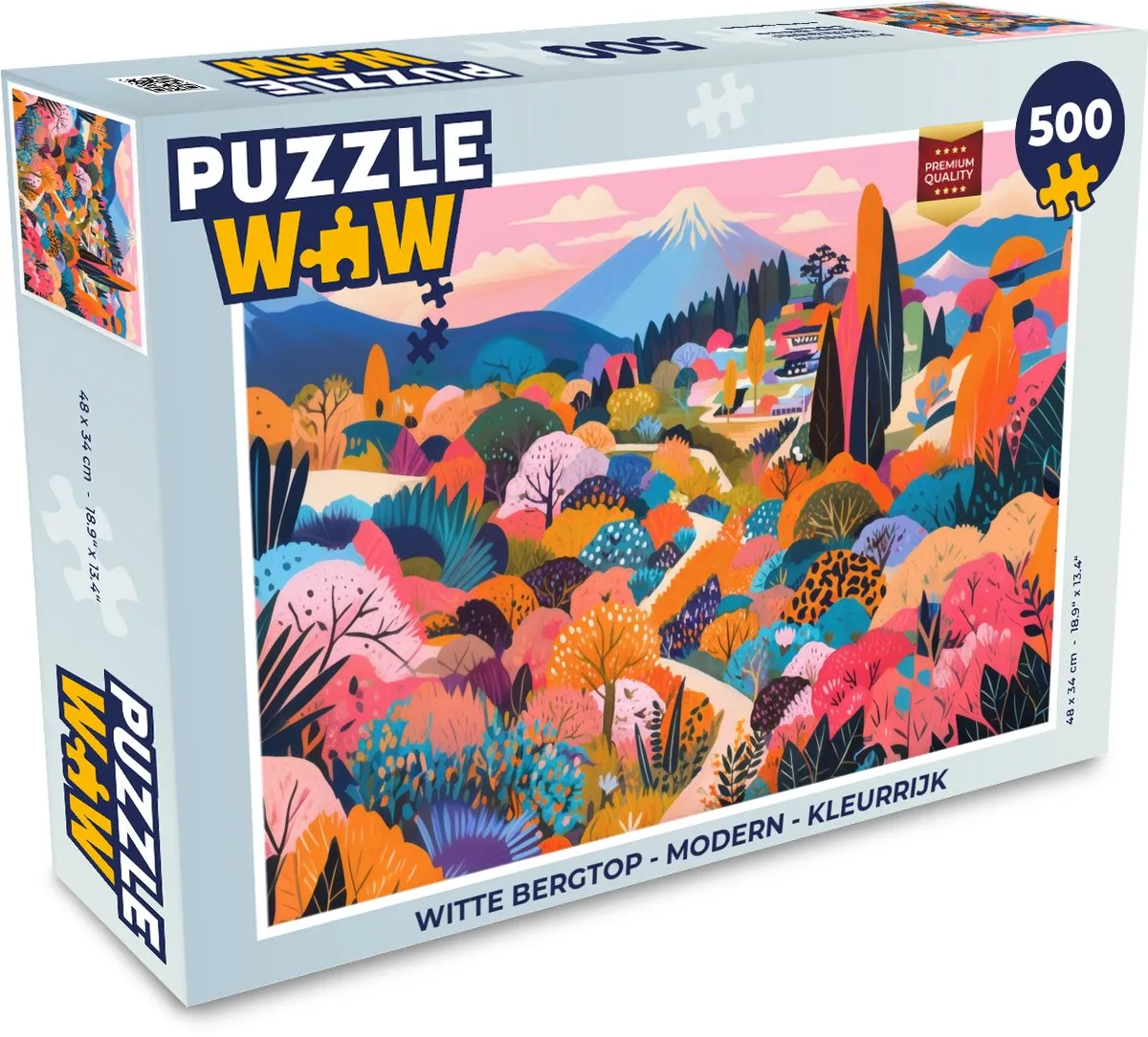 PuzzleWow Witte Bergtop Legpuzzel 500 Stuks - Kleurrijk Landschap