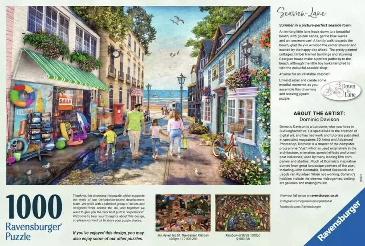 Ravensburger Seaview Lane Flower Hill Lane Puzzel 1000 Stuks - afbeelding 3 van 4