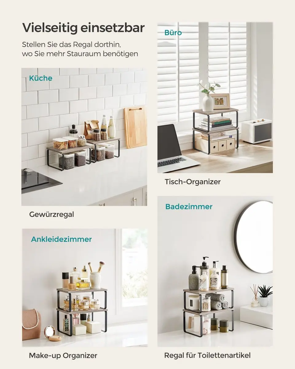 Songmics Keukenorganizer 2-delig - Inktzwart/grijs - 19,5x29,7x15,5cm - afbeelding 5 van 6