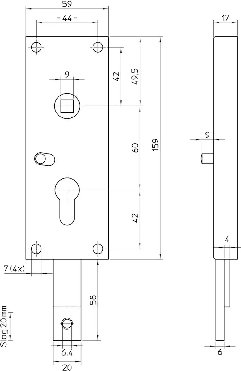 Nemef Garagedeurslot Verzinkt - 60mm - afbeelding 2 van 3
