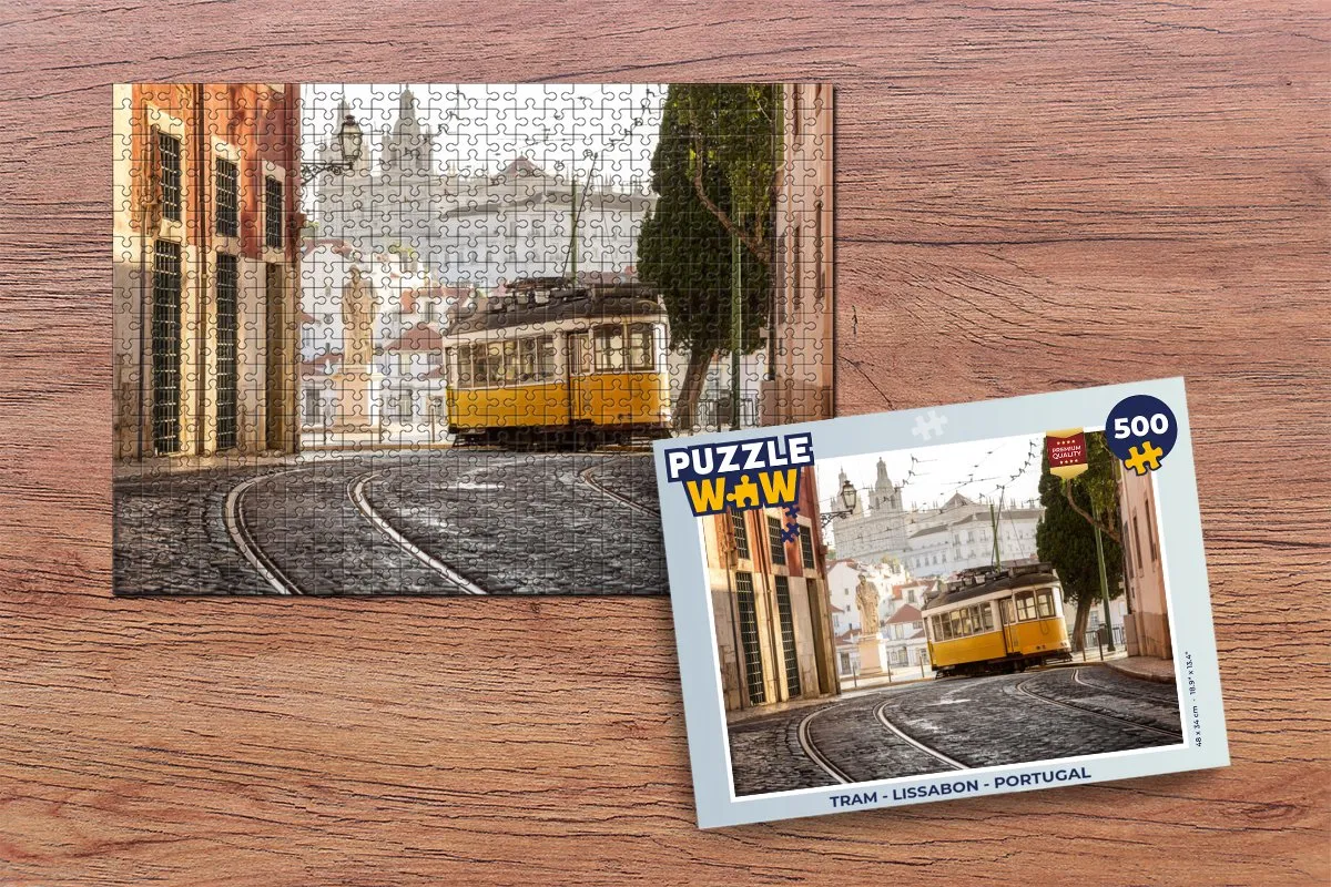 PuzzleWow Tram Lissabon Legpuzzel 500 Stuks - Multicolor