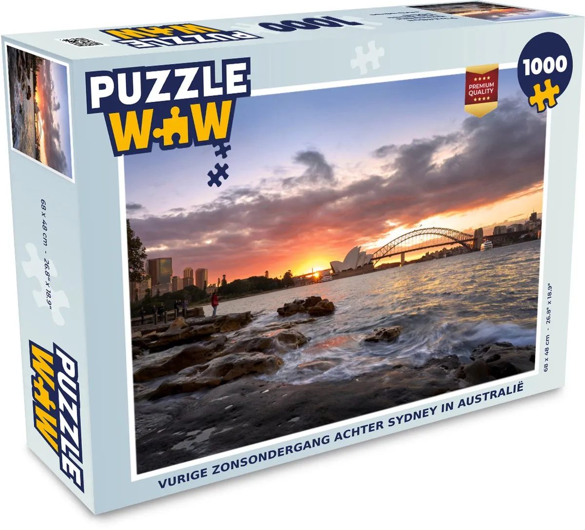 PuzzleWow Legpuzzel Vurige Zonsondergang Sydney 1000 Stuks
