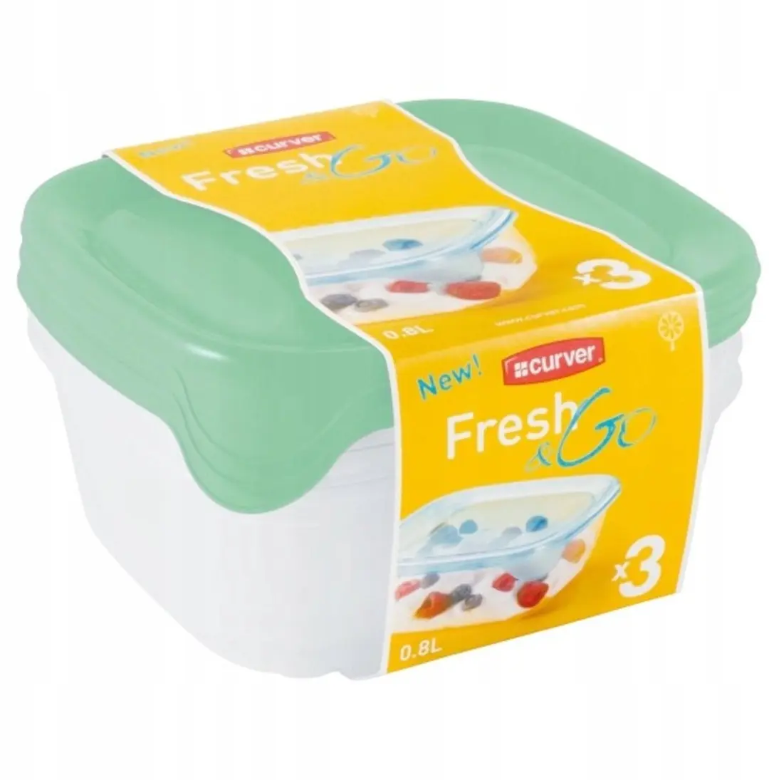 Curver Fresh&Go Voedselcontainers Set 3x0,8L - Transparant - afbeelding 2 van 2