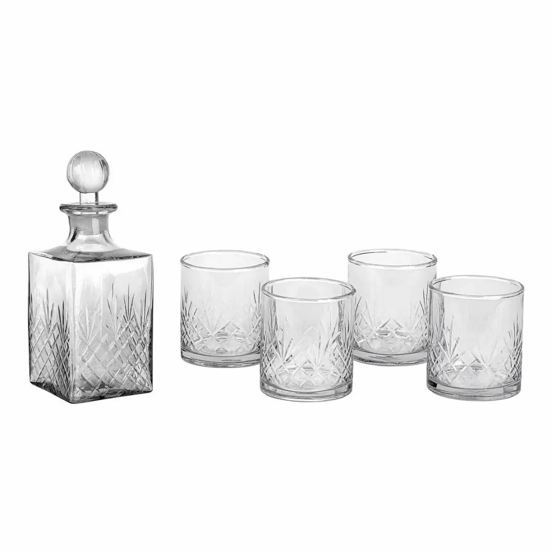Loberon Kerrington Karaf met 4 Glazen - Heldere Glas