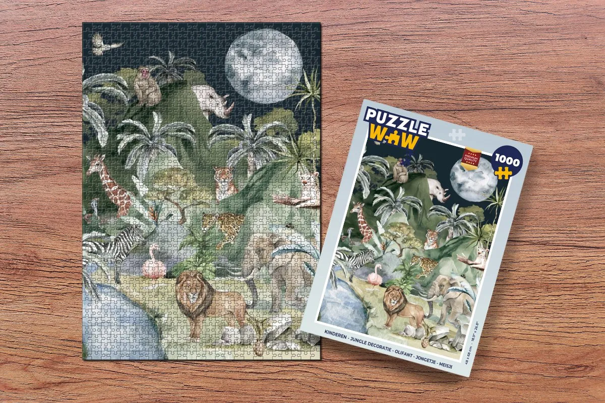 PuzzleWow Jungle Natuur Dieren Planten Legpuzzel 1000 Stuks - Multicolor