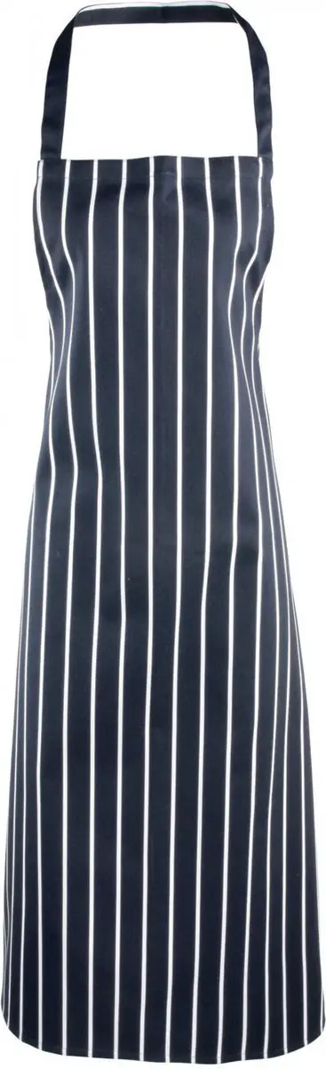Schort met strepen in slagersstijl Kleur Blauw / Wit